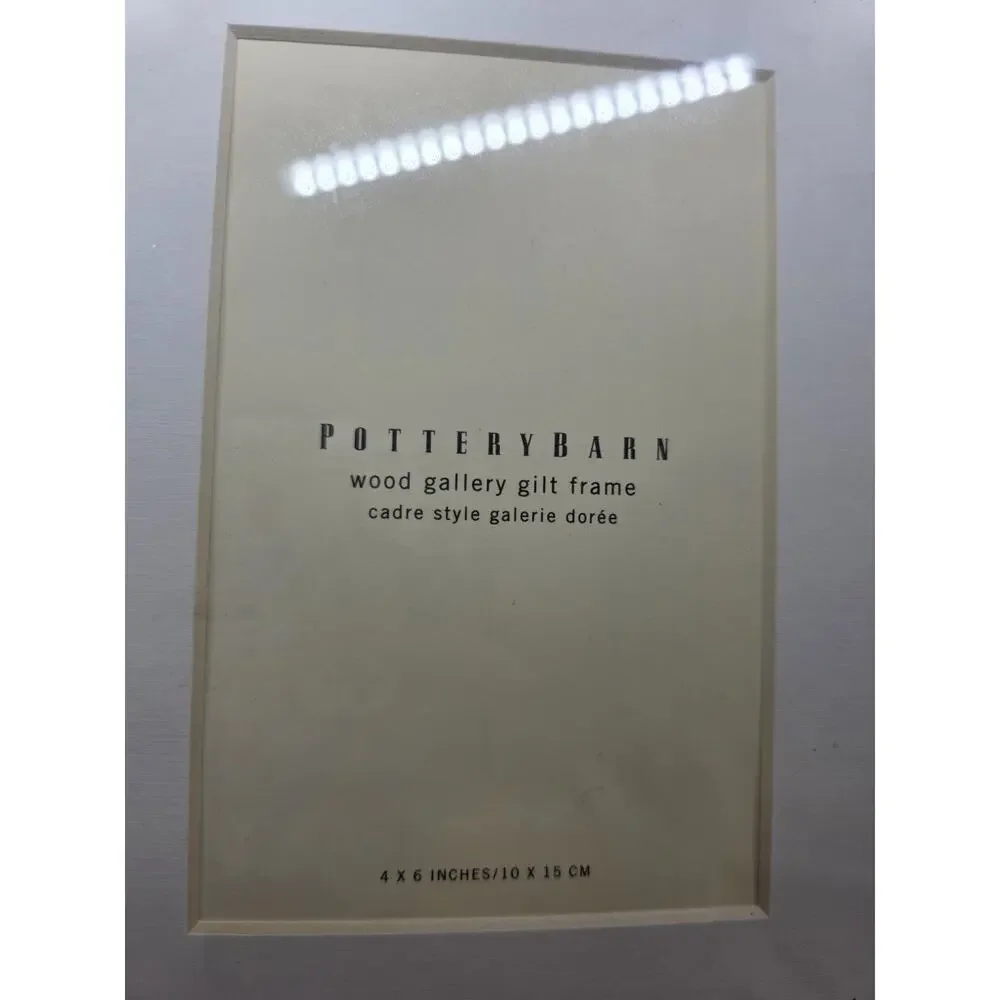 Pottery Barn Wood Gallery Gilt Frame 4x6 Photo Gold Finish White Matte